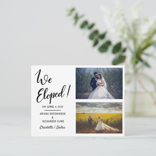 We hebben een Casual tweeduwsfoto met handgeschrev Aankondigingskaart (Staand voorkant)