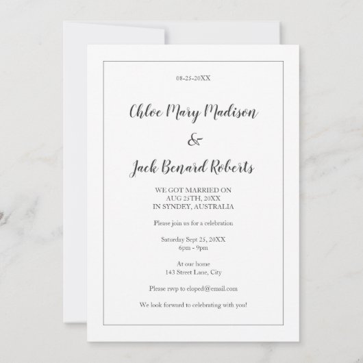 We hebben een eenvoudige huwelijksaankondiging met kaart (Achterkant)