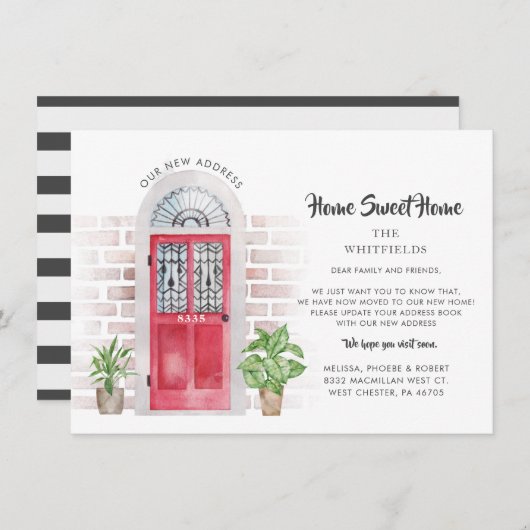 We hebben een elegante verhuisaankondiging gemaakt notitiekaartje (Voorkant / Achterkant)