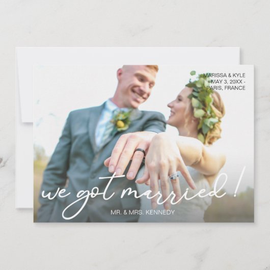 We hebben een gehuwd script, typografie en foto's  kaart (Voorkant)