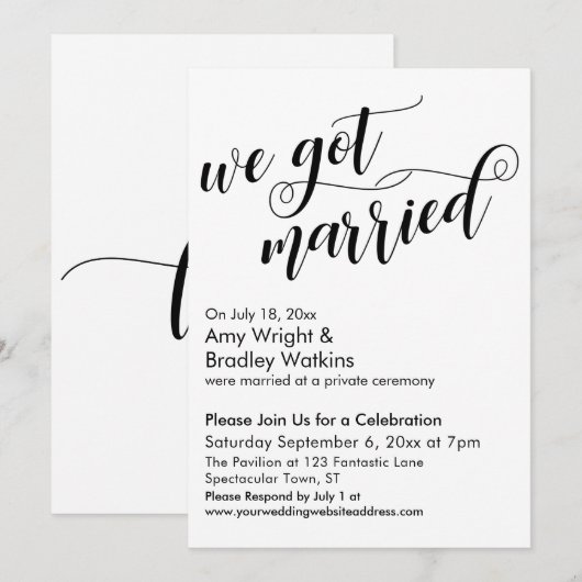 We hebben een gehuwde calligrafie na het huwelijk. kaart (Voorkant / Achterkant)