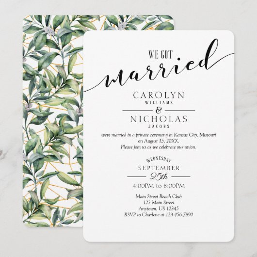 We hebben een gehuwde eenvoudige Greenery Wedding  Kaart (Voorkant / Achterkant)