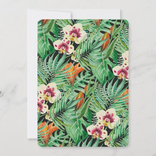 We hebben een gehuwde Floral Tropical Wedparty Kaart (Achterkant)