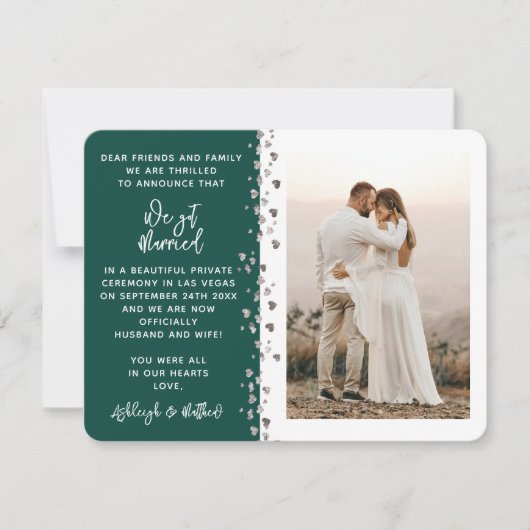 We hebben een gehuwde Glitter Heart Foto Emerald W Kaart (Voorkant)