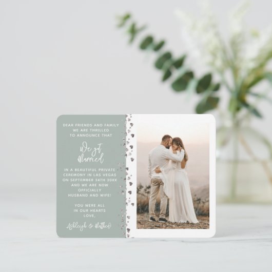 We hebben een gehuwde Glitter Heart Foto Eucalyptu Kaart (Staand voorkant)