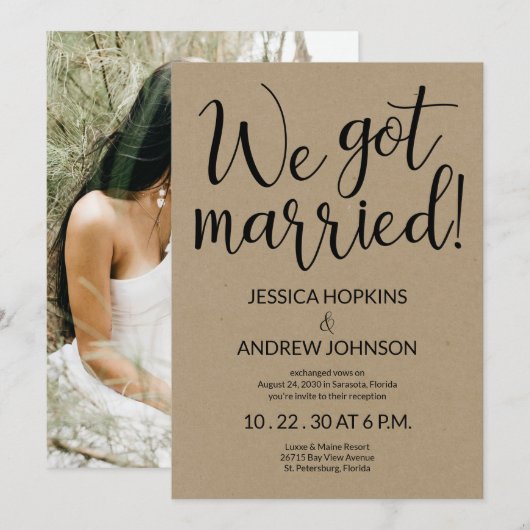 We hebben een gehuwde Rustic Photo Reception Kaart (Voorkant / Achterkant)