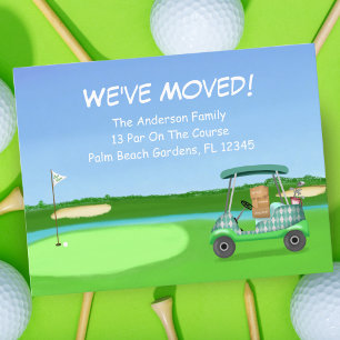 We hebben een golfkar verhuisd met verhuisdozen Go Aankondigingskaart