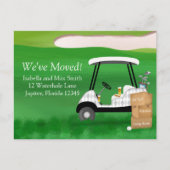 We hebben een golfkar verplaatst met verhuisdozen aankondigingskaart (Voorkant)