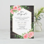 We hebben een houten roze bruine bruiloft ontwikke kaart (Staand voorkant)