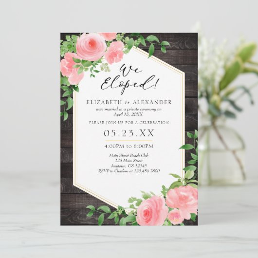 We hebben een houten roze bruine bruiloft ontwikke kaart (Staand voorkant)