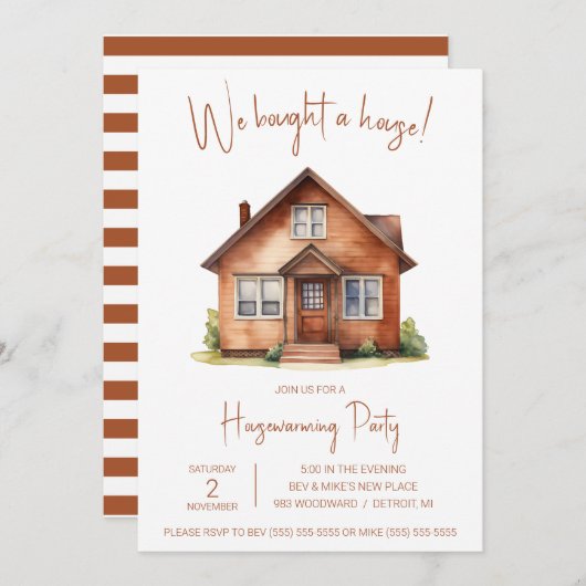 We hebben een huis gekocht! Mooie aquarel housewar Kaart (Voorkant / Achterkant)