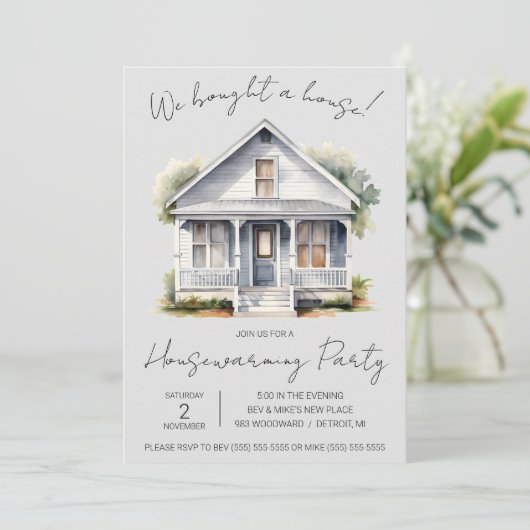 We hebben een huis gekocht! Schattigee Waterverf h Kaart (Staand voorkant)