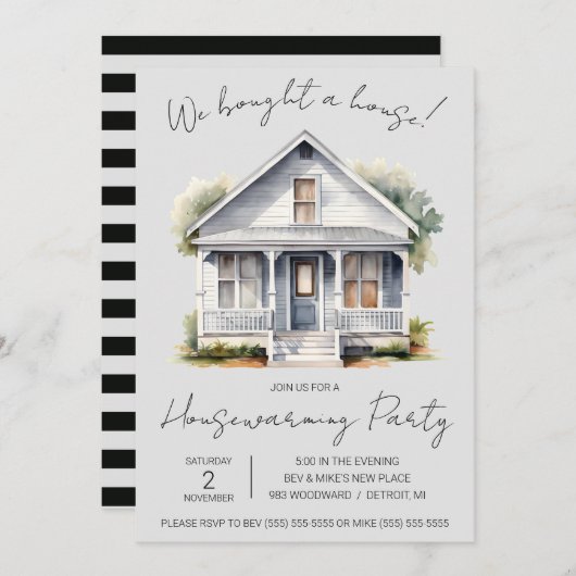 We hebben een huis gekocht! Schattigee Waterverf h Kaart (Voorkant / Achterkant)