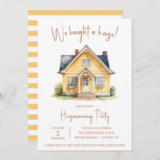 We hebben een huis gekocht! Schattigee Waterverf h Kaart (Voorkant / Achterkant)