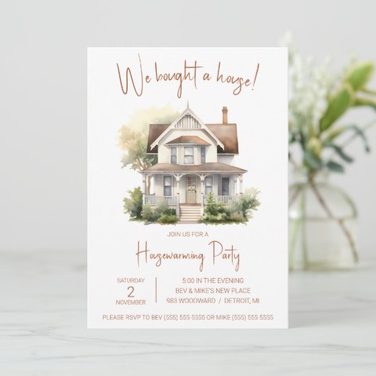 We hebben een huis gekocht! Schattigee Waterverf h Kaart (Staand voorkant)