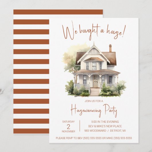 We hebben een huis gekocht! Schattigee Waterverf h Kaart (Voorkant / Achterkant)