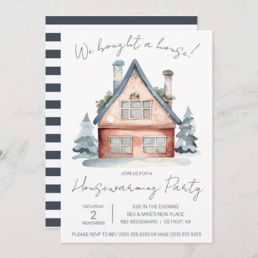 We hebben een huis gekocht! Schattigee Waterverf h Kaart (Voorkant / Achterkant)