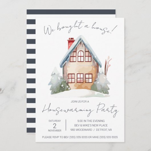 We hebben een huis gekocht! Schattigee Waterverf h Kaart (Voorkant / Achterkant)