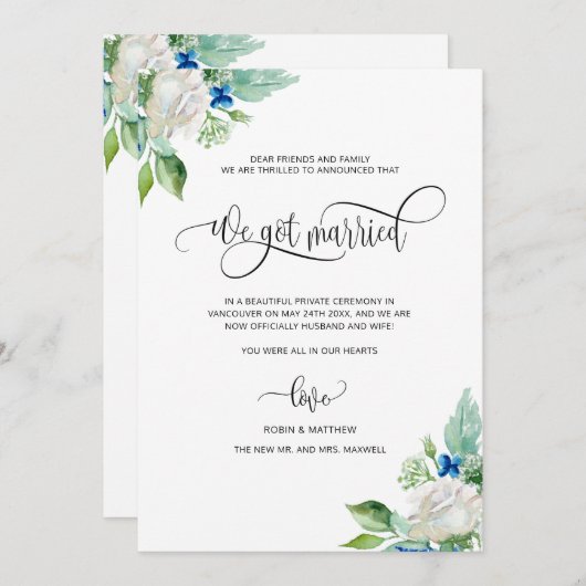 We hebben een huwelijkshuwelijk. aankondiging (Voorkant / Achterkant)