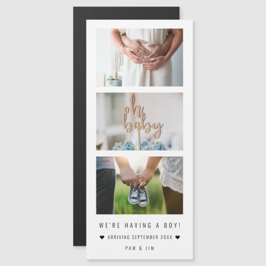 "We hebben een jongen!" Foto's van baby (Voorkant / Achterkant)