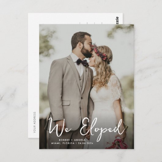 we hebben een kalligrafie bruiloft aangekondigd briefkaart (Voorkant / Achterkant)