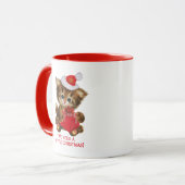 We hebben een kleine kerst kitten koffie nodig mok (Voorkant links)