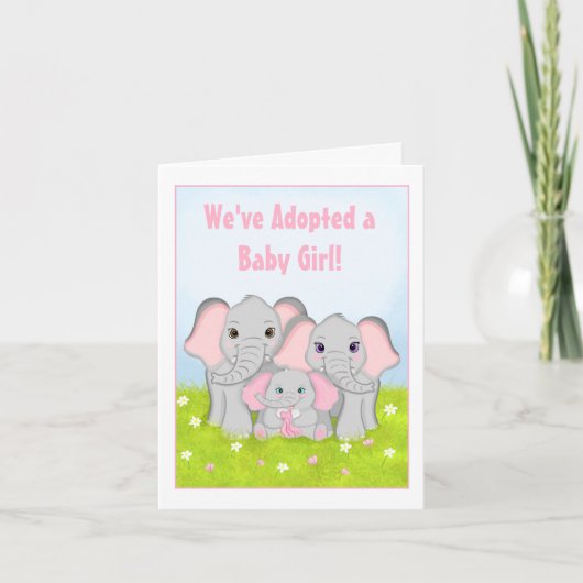 We hebben een lieve baby meisje olifant familie ge kaart (Voorkant)