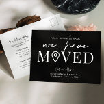 We hebben een minimale wijziging van het adres van briefkaart<br><div class="desc">Laat uw klanten, medewerkers en bezorgers weten wat uw nieuwe kantoor-adres is met dit minimalistische We Have Moved Business Postcard Design. Met een zwart-wit ontwerp met trendy lettertypen, ruimte voor uw bedrijfsnaam, nieuw adres, contactgegevens en openingstijden, is dit moderne briefkaart dat we hebben verplaatst een gemakkelijke manier om klanten en...</div>
