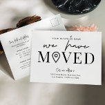 We hebben een minimale wijziging van het adres van briefkaart<br><div class="desc">Laat uw klanten, medewerkers en bezorgers weten wat uw nieuwe kantoor-adres is met dit minimalistische We Have Moved Business Postcard Design. Met een zwart-wit ontwerp met trendy lettertypen, ruimte voor uw bedrijfsnaam, nieuw adres, contactgegevens en openingstijden, is dit moderne briefkaart dat we hebben verplaatst een gemakkelijke manier om klanten en...</div>