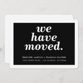 WE HEBBEN EEN modern, minimaal nieuw adres zwart V Aankondiging (Voorkant / Achterkant)