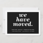 WE HEBBEN EEN modern, minimaal nieuw adres zwart V Aankondiging (Voorkant)