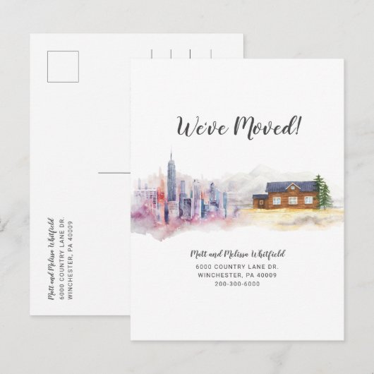 We hebben een modern Waterverf land bewogen Aankondigingskaart (Voorkant / Achterkant)