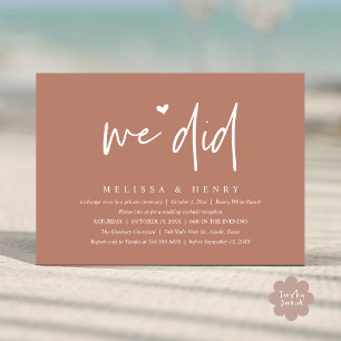 We hebben een moderne bruiloft Elopement receptie Kaart