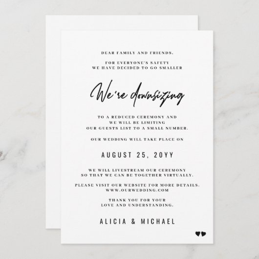We hebben een moderne minimale kleinere bruiloft g aankondiging (Voorkant / Achterkant)