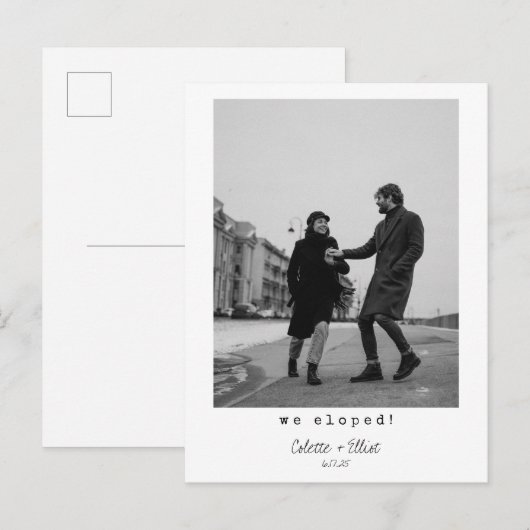 We hebben een moderne, minimalistische Typografie  Aankondigingskaart (Voorkant / Achterkant)