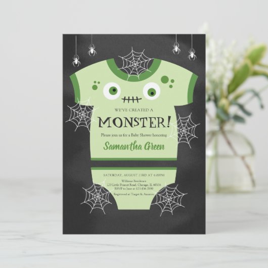 We hebben een monster babyshower gemaakt kaart (Staand voorkant)