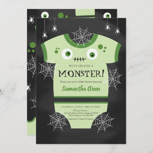 We hebben een monster babyshower gemaakt kaart (Voorkant / Achterkant)