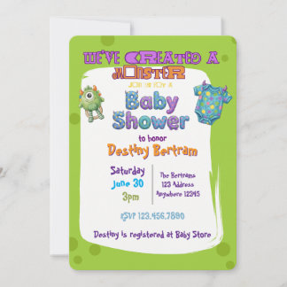 We hebben een monster groene baby shower gemaakt kaart