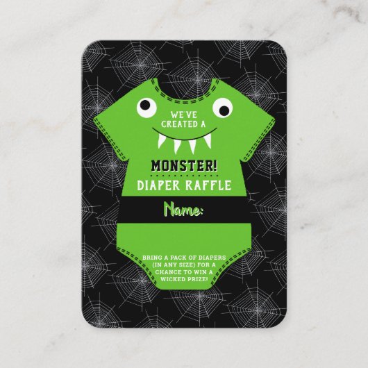 "We hebben een Monster" Halloween Baby shower Creë Informatiekaartje (Voorkant)