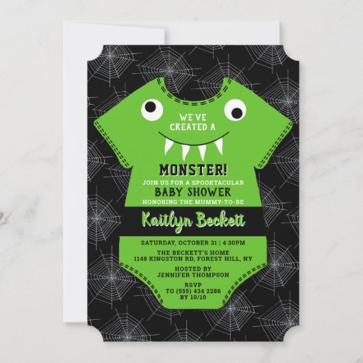 "We hebben een Monster" Halloween Baby shower Creë Kaart (Voorkant)