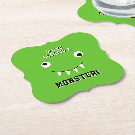 "We hebben een Monster" Halloween Baby shower Creë Kartonnen Onderzetters (Gekanteld)