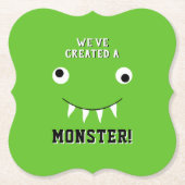 "We hebben een Monster" Halloween Baby shower Creë Kartonnen Onderzetters (Voorkant)