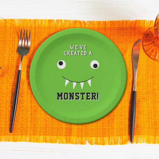 "We hebben een Monster" Halloween Baby shower Creë Papieren Bordje