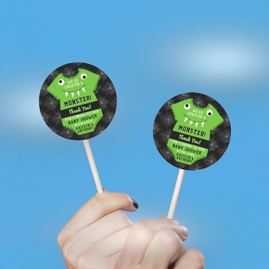 "We hebben een Monster" Halloween Baby shower Creë Ronde Sticker