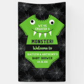 "We hebben een Monster" Halloween Baby shower Creë Spandoek (Verticaal)