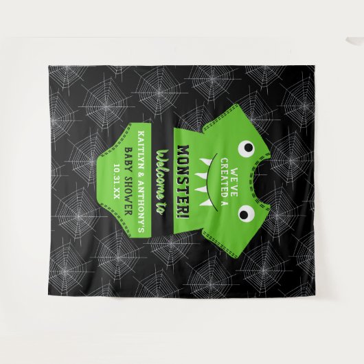 "We hebben een Monster" Halloween Baby shower Creë Wandkleed (Voorkant (horizontaal))