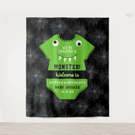 "We hebben een Monster" Halloween Baby shower Creë Wandkleed (Voorkant)