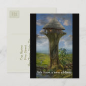 We hebben een nieuw adres | boomhut aankondigingskaart (Voorkant / Achterkant)