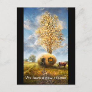 We hebben een nieuw adres   Funny Egg House Aankondigingskaart