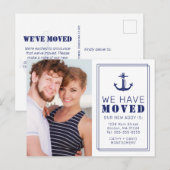 We hebben een nieuw adres gemaakt: Nautical Blue A Aankondigingskaart (Voorkant / Achterkant)